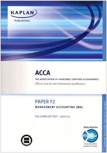 Imagen de archivo de ACCA F2 Management Accounting MA: Paper F2: Complete Text (ACCA F2 Management Accounting MA: Complete Text) a la venta por WorldofBooks