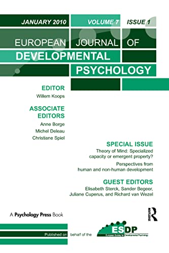 Stock image for European Journal of Developmental Psychology: Theory of Mind: Specialized Capacity or Emergent Property?: Vol 1-16 for sale by Revaluation Books