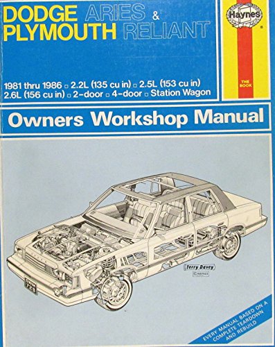 Beispielbild fr Dodge Aries Plymouth Reliant Owners Workshop Manual: Models Covered 1-Door, 4 Door, and Station Wagon 2.2L (135 CU IN,2.5L) zum Verkauf von Wonder Book