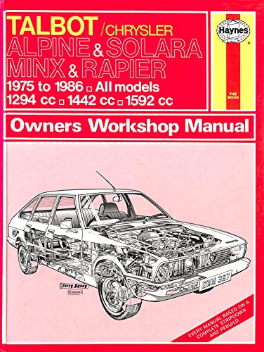 Imagen de archivo de Talbot/Chrysler Alpine and Solara, Minx and Rapier 1975-86 Owners Workshop Manual (Service and repair manuals) a la venta por Reuseabook