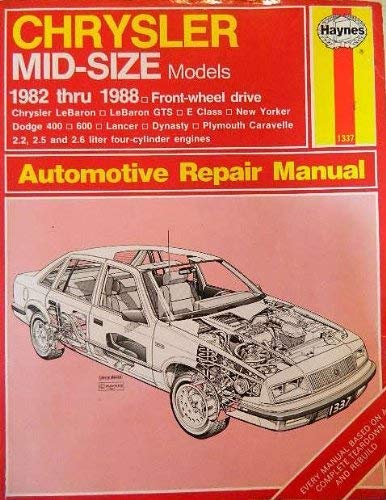 Imagen de archivo de Chrysler Mid-size Sedans 1982-88 Owner's Workshop Manual a la venta por BOOK'EM, LLC