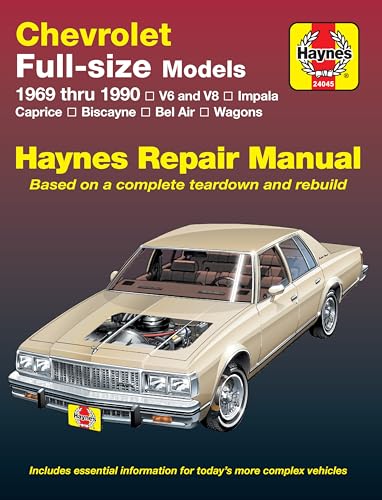 Beispielbild fr Chevrolet full-size V6 & V8 Impala, Caprice, Biscayne, Bel Air, Kingswood & Townsman (69-90) Haynes Repair Manual (Does not include information specific to diesel engines.) zum Verkauf von SecondSale