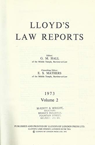 Stock image for Lloyd's Law Reports 1973 for sale by Pigeonhouse Books, Dublin