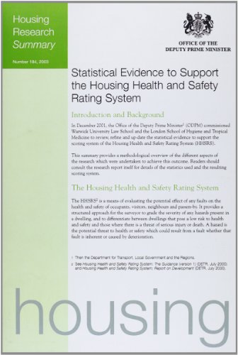 9781851126286: Statistical Evidence to Support the Housing Health and Safety Rating: Project Report v. 1