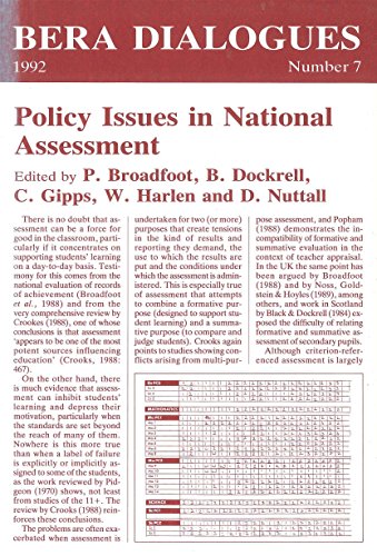 Beispielbild fr Policy Issues in National Assessment (Volume 7) zum Verkauf von Anybook.com