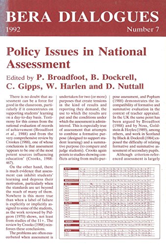 Stock image for Policy Issues in National Assessment (Volume 7) for sale by Anybook.com