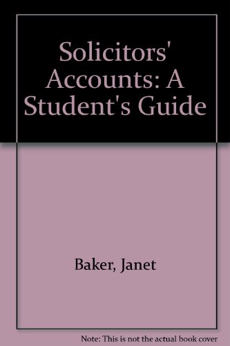 Imagen de archivo de Solicitors' Accounts: A Student's Guide a la venta por WorldofBooks