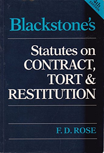 Stock image for Blackstone's Statutes on Contract, Tort and Restitution (Blackstone's Statute Books) for sale by Bahamut Media