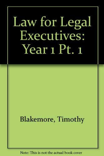 Stock image for Law for Legal Executives: Year 1 Pt. 1 for sale by AwesomeBooks