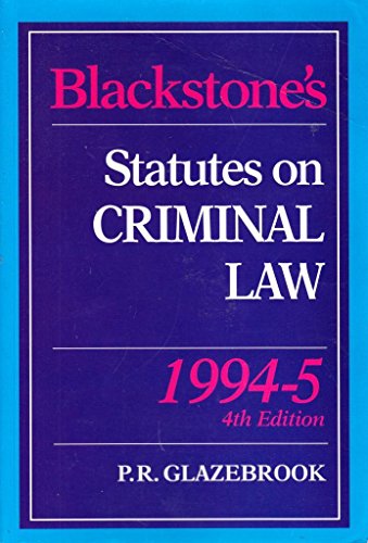 Stock image for Blackstone's Statutes on Criminal Law, 1994-95 (Blackstone's Statute Books) for sale by MusicMagpie