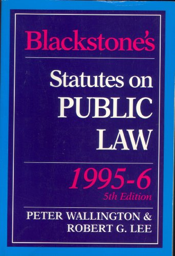 Imagen de archivo de Blackstone's Statutes on Public Law 1995-96 (Blackstone's Statute Books) a la venta por AwesomeBooks