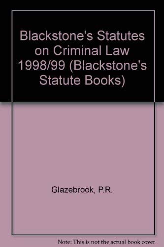9781854317940: Blackstone's Statutes on Criminal Law 1998/99