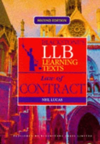 9781854318121: Blackstone's LLB: Learning Texts - Law of Contract (LLB Learning: Texts)