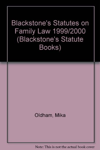 Beispielbild fr Blackstone's Statutes on Family Law 1999/2000 (Blackstone's Statute Books) zum Verkauf von AwesomeBooks