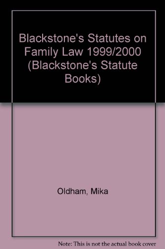 Imagen de archivo de Blackstone's Statutes on Family Law 1999/2000 (Blackstone's Statute Books) a la venta por AwesomeBooks