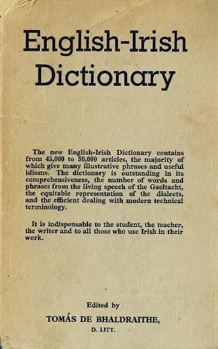 English-Irish Dictionary With Terminological Additions and Corrections (9781857910360) by Tomas De Bhaldraithe