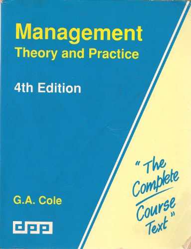Imagen de archivo de Management : Theory and Practice a la venta por Better World Books