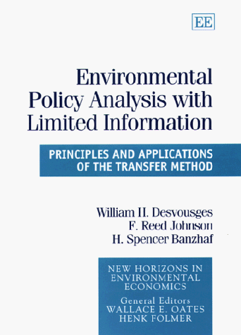 Beispielbild fr Environmental Policy Analysis With Limited Information zum Verkauf von Blackwell's