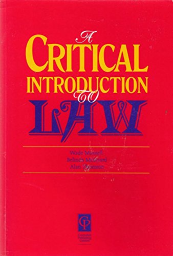 Imagen de archivo de A Critical Introduction to Law a la venta por medimops