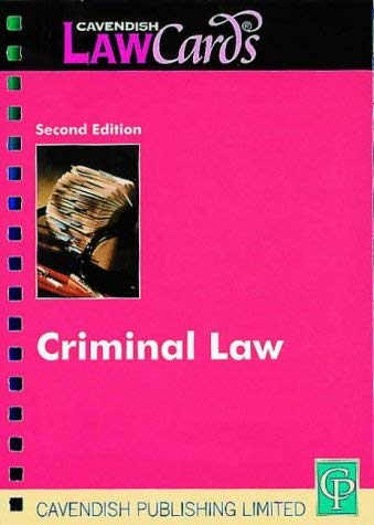 Criminal Law (Lawcards) (9781859415016) by Cavendish,; Limited, Cavendish Publishing