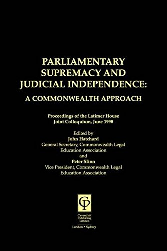 9781859415238: Parliamentary Supremacy & Judicial Supremacy