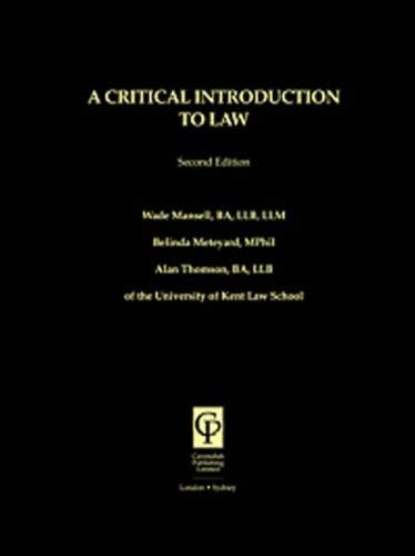 Imagen de archivo de A Critical Introduction To Law a la venta por Mispah books