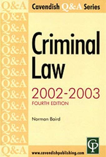 Stock image for Criminal Law (Q & A S.) 2003-2004 Fourth Edition for sale by AwesomeBooks