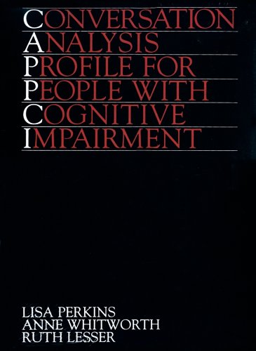 Stock image for Conversation Analysis Profile for People with Cognitive Impairment (Cappci) for sale by Mispah books