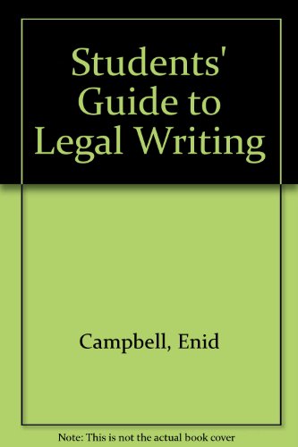 Imagen de archivo de Student's Guide to Legal Writing a la venta por Book Realm