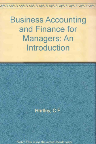 Imagen de archivo de Business Accounting &amp; Finance for Managers an Introduction a la venta por Chapter 1