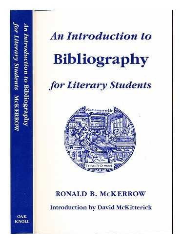 9781873040072: An Introduction to Bibliography for Literary Students