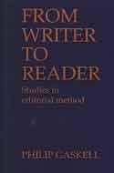 9781873040553: From Writer to Reader: Studies in Editorial Method