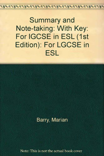 Beispielbild fr Summary and Note-taking, with Key: For LGCSE in ESL zum Verkauf von CSG Onlinebuch GMBH