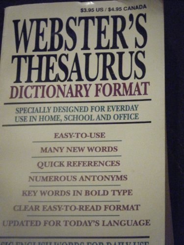 Beispielbild fr Webster's Thesaurus zum Verkauf von Wonder Book