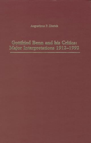 Beispielbild fr Gottfried Benn and His Critics: Major Interpretations 1912-1992 (Literary Criticism in Perspective) zum Verkauf von Anybook.com