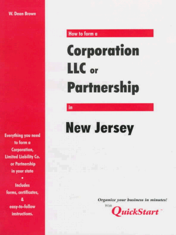 Stock image for How to Form a Corporation, LLC or Partnership in New Jersey for sale by Bayside Books