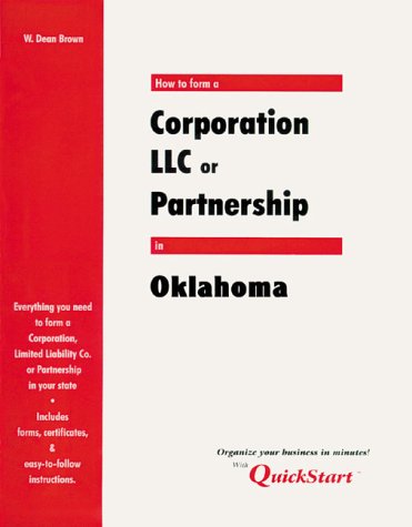 9781879760738: How to Form a Corporation, LLC, or Partnership in Oklahoma