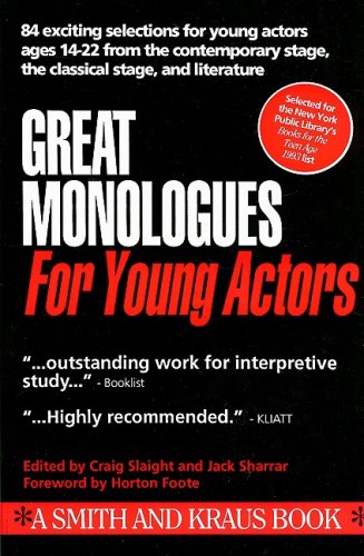 Beispielbild fr Great Monologues for Young Actors Volume I (Young Actors Series) zum Verkauf von Wonder Book