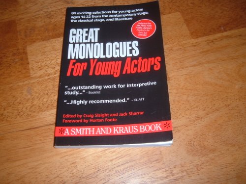 Stock image for Great Monologues for Young Actors Volume I (Young Actors Series) for sale by SecondSale