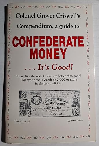 Beispielbild fr Colonel Grover Criswell's Compendium, A Guide to Confederate Money zum Verkauf von Wonder Book