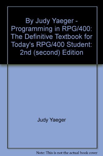 Stock image for Programming in RPG/400 (2nd Edition) for sale by Ergodebooks