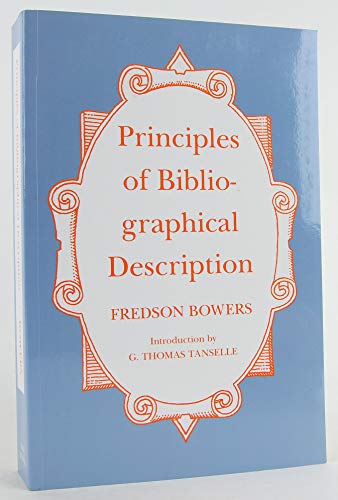 9781884718007: Principles of Bibliographical Description (St. Paul's Bibliographies ; 15)