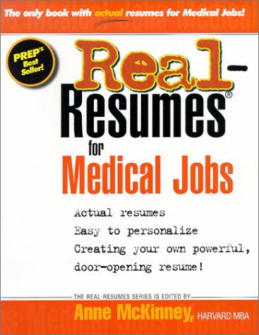 Beispielbild fr Real-Resumes for Medical Jobs zum Verkauf von Better World Books