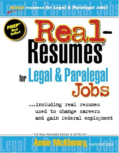 Beispielbild fr Real-Resumes for Legal and Paralegal Jobs zum Verkauf von Better World Books