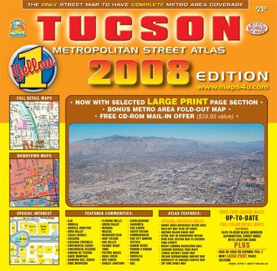 Stock image for Tucson Metropolitan Street Atlas - 2008 Edition (Yellow 1 Series of Maps and Atlases) for sale by Front Cover Books