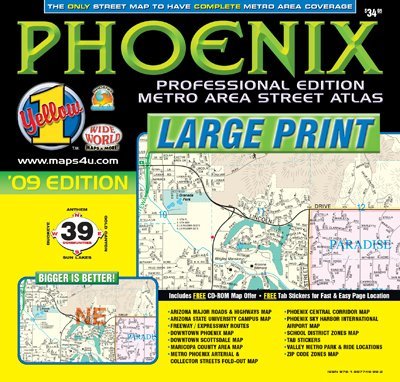 Stock image for Phoenix Professional Edition Metro Area Street Atlas '09 Edition (Yellow1) by Phoenix Mapping Service (2008-05-04) for sale by Hafa Adai Books