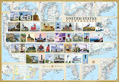 Imagen de archivo de United States Lighthouses Map - Laminated Poster a la venta por Revaluation Books