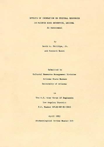 Effects of Inundation on Cultural Resources in Painted Rock Reservoir, Arizona: An Assessment (ASM Archaeological Series) (9781889747231) by Phillips Jr., David A.; Rozen, Kenneth