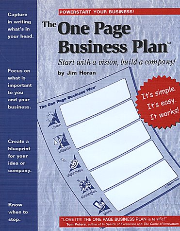 Stock image for The One Page Business Plan: Start with a Vision, Build a Company! for sale by ThriftBooks-Dallas