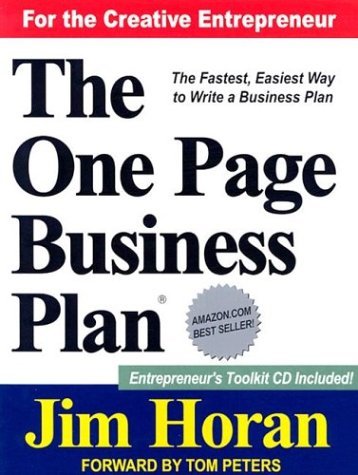Imagen de archivo de The One Page Business Plan for the Creative Entrepreneur a la venta por Idaho Youth Ranch Books